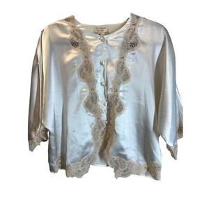 Vintage Victoria's Secret Gold Label Satin and Lace Button Front Bed Jacket